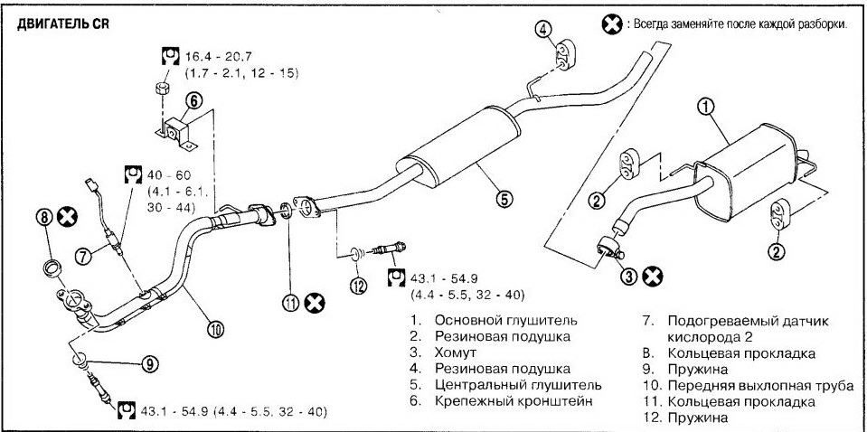 Ниссан альмера g15 выхлопная система схема